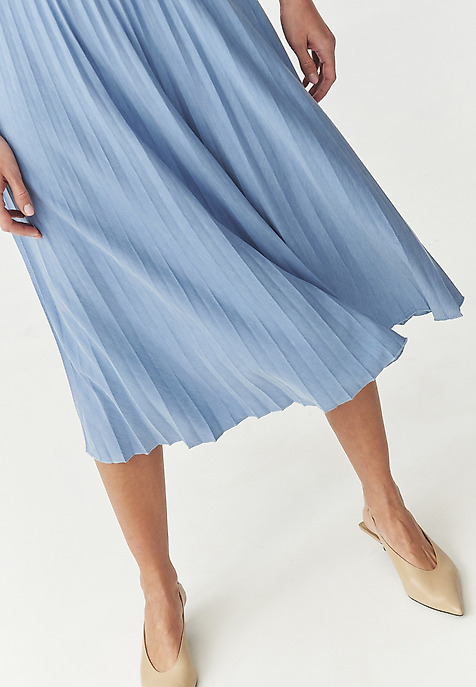 PLEATED DRESS - BELLO BLUE 2