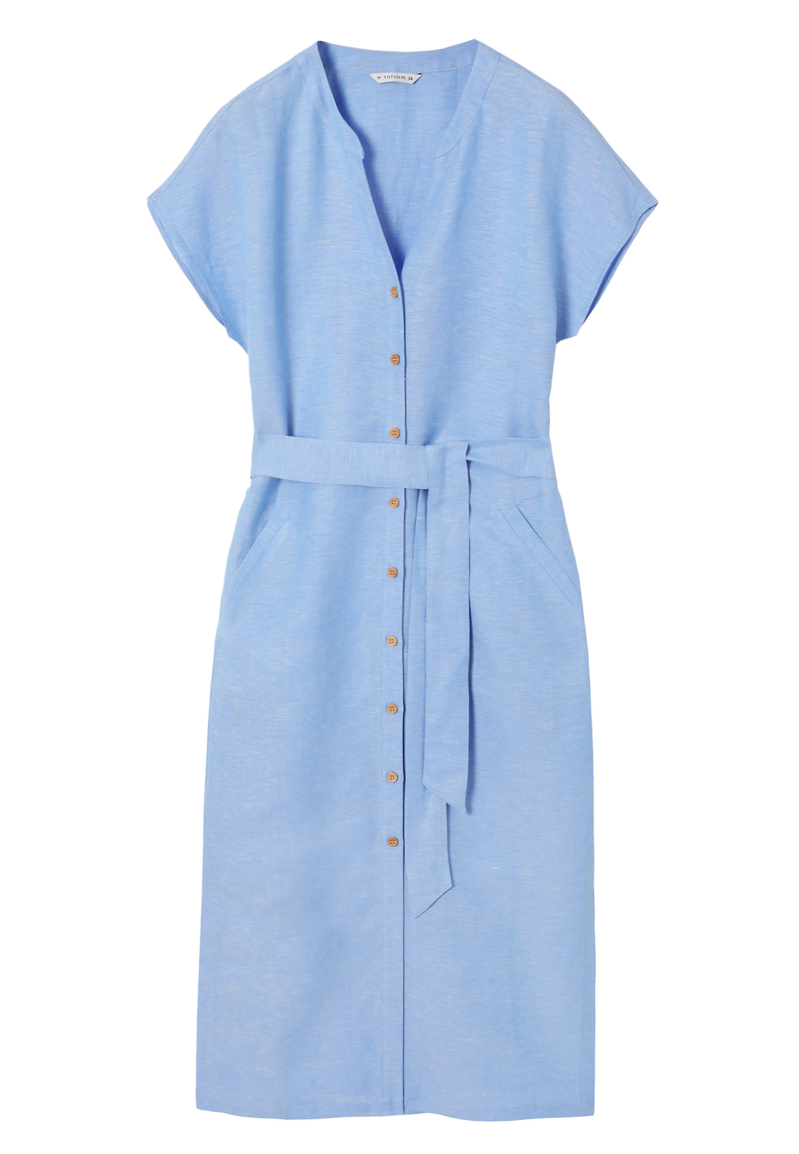 BLUZA MIDI Z LINA - ZEWI BLUZA MIDI Z LINA - ZEWI MODRA 110395