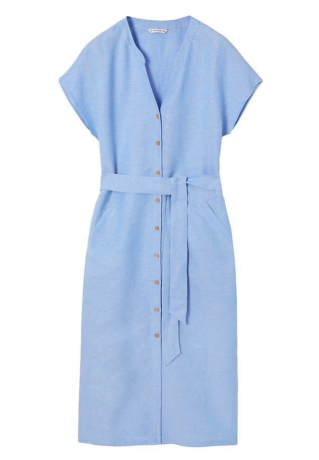 SHIRT MIDI DRESS WITH LINEN - ZEWI SHIRT MIDI DRESS WITH LINEN - ZEWI NIEBIESKI 7