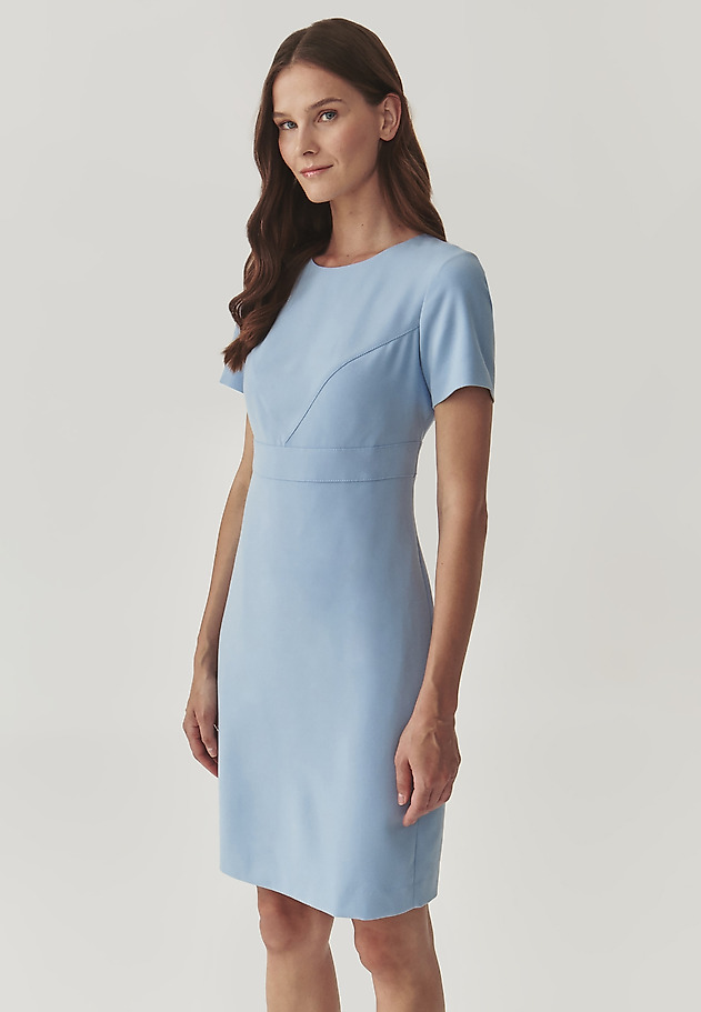 ROCHIE CREION CLASICĂ CU MÂNECĂ SCURTĂ, DIN ȚESĂTURĂ - WARTI ROCHIE CREION CLASICĂ CU MÂNECĂ SCURTĂ, DIN ȚESĂTURĂ - WARTI ALBASTRU 4