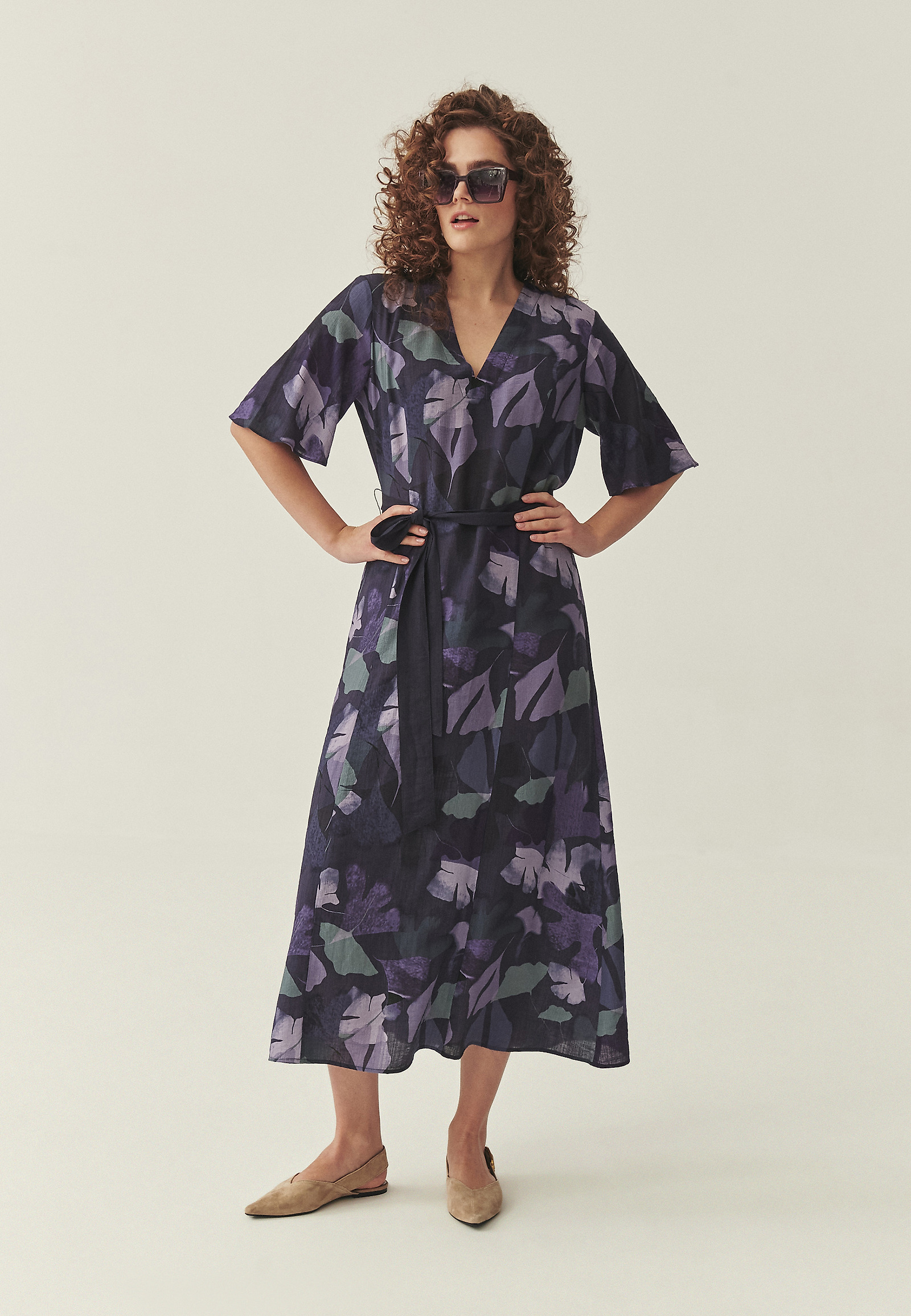CRINKLE MIDI DRESS WITH ORIGINAL DESIGN - TAVIS color MULTICOLOR CRINKLE MIDI DRESS WITH ORIGINAL DESIGN - TAVIS color MULTICOLOR