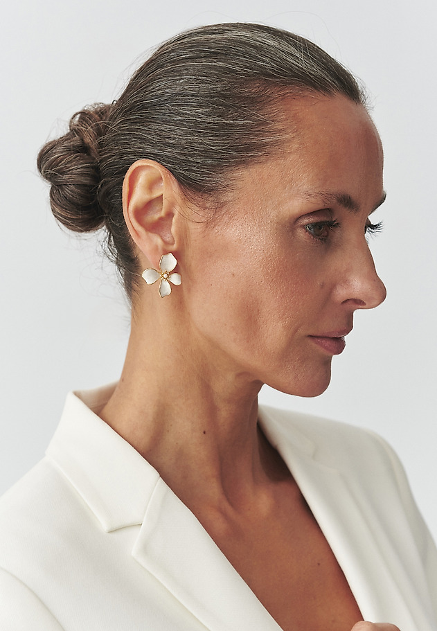 FLORAL EARRINGS — SPARKLY FLORAL EARRINGS — SPARKLY BIAŁY 2