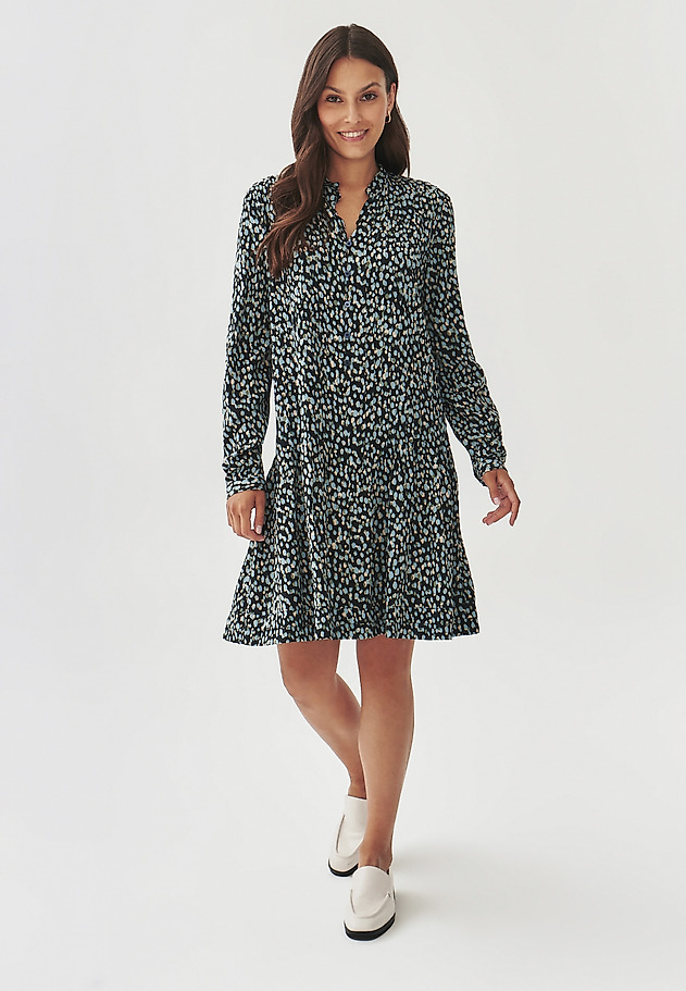 FABRIC SHIRT DRESS WITH STAND-UP COLLAR - LILI FABRIC SHIRT DRESS WITH STAND-UP COLLAR - LILI MULTIKOLOR 1