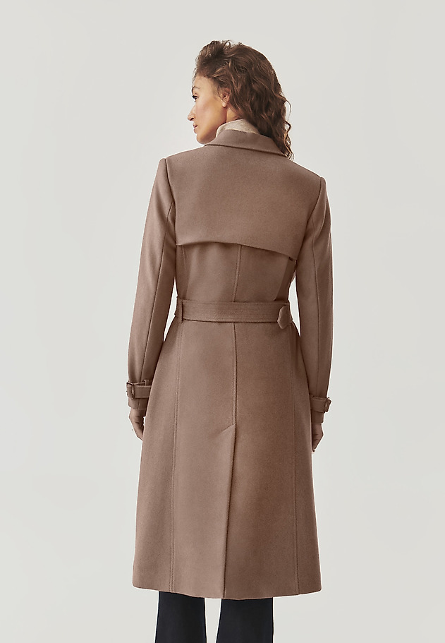 DOUBLE-BREASTED LADIES’ COAT WITH A BUCKLE BELT - SOKORO DOUBLE-BREASTED LADIES’ COAT WITH A BUCKLE BELT - SOKORO BEŻOWY 5