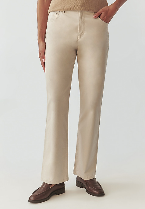 LADIES’ STRAIGHT CUT TROUSERS - KWINKO BEIGE 2