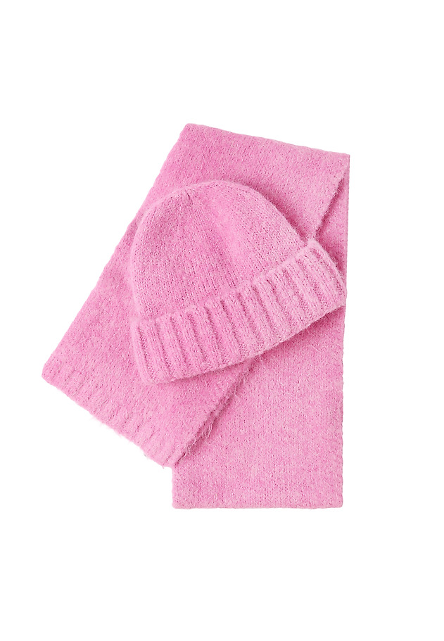 KNITTED BEANIE WITH ROLLED-UP HEM — HANNA KNITTED BEANIE WITH ROLLED-UP HEM — HANNA RÓŻOWY 3