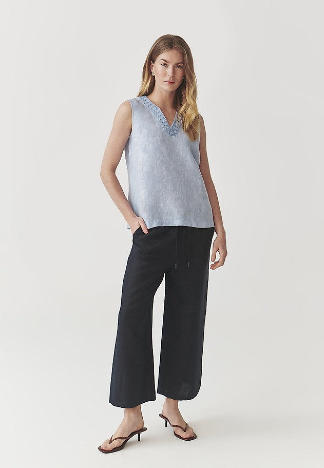 ŽENSKA LANENA BLUZA Z VEZENINO - LEA ŽENSKA LANENA BLUZA Z VEZENINO - LEA MODRA 2