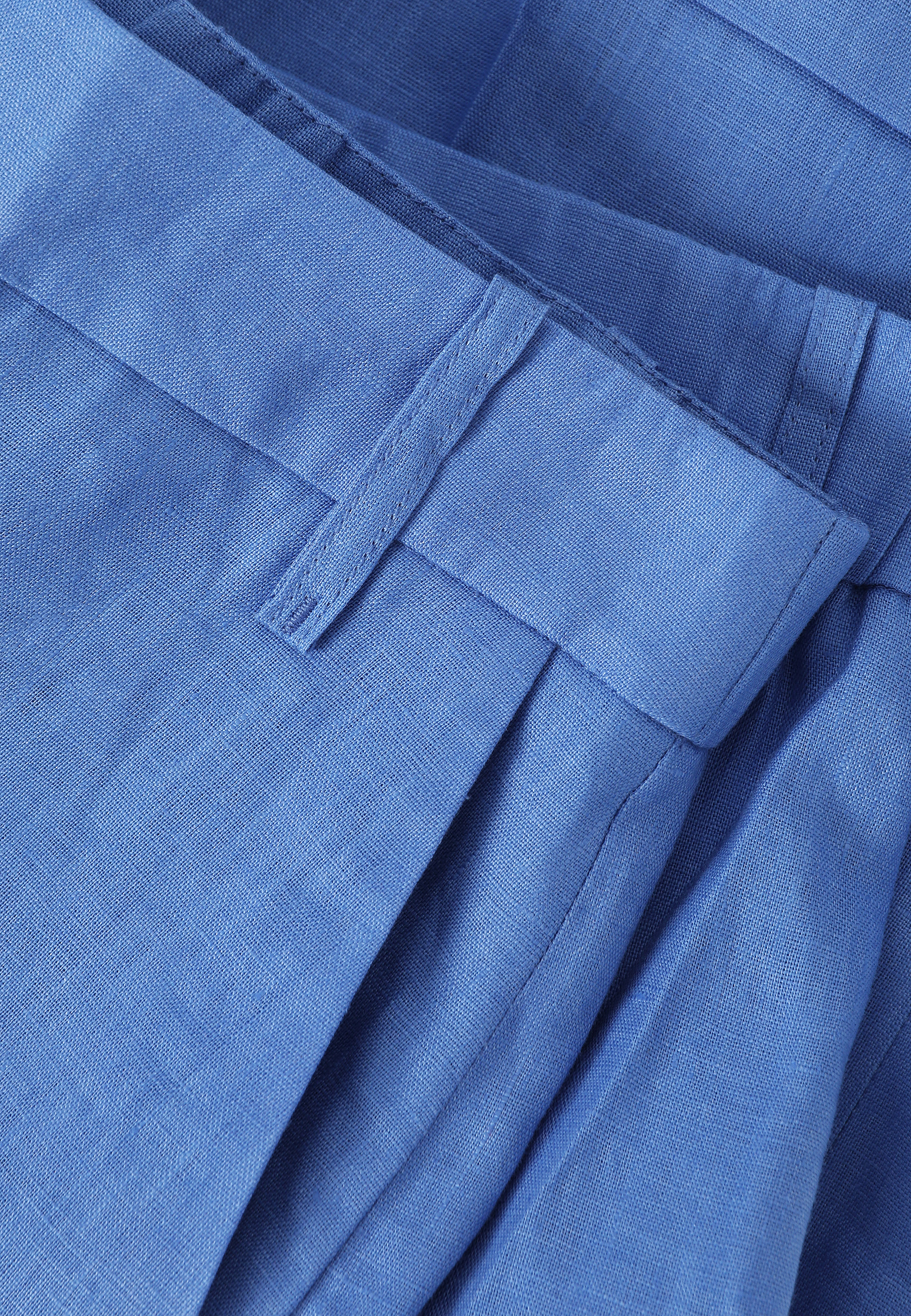 PANTALONI SCURȚI DIN IN, CU DUNGĂ - NAKOMOS ALBASTRU 2