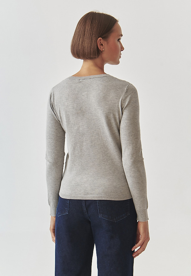 UNBUTTONED LADIES' SWEATER WITH A CLASSIC CUT - VERO UNBUTTONED LADIES' SWEATER WITH A CLASSIC CUT - VERO SZARY 4