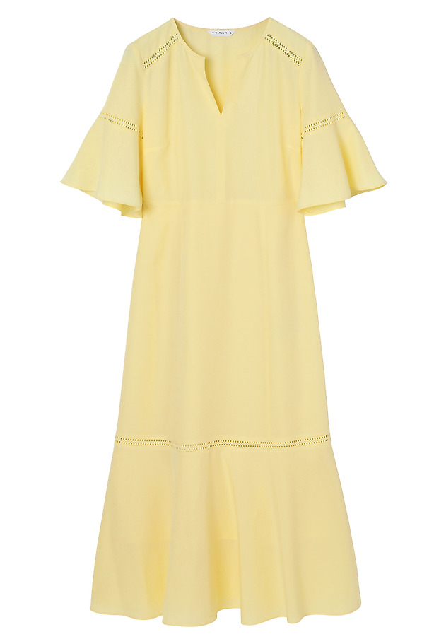BUTTER-COLOURED LINEN DRESS - BUSSA color YELLOW BUTTER-COLOURED LINEN DRESS - BUSSA color YELLOW
