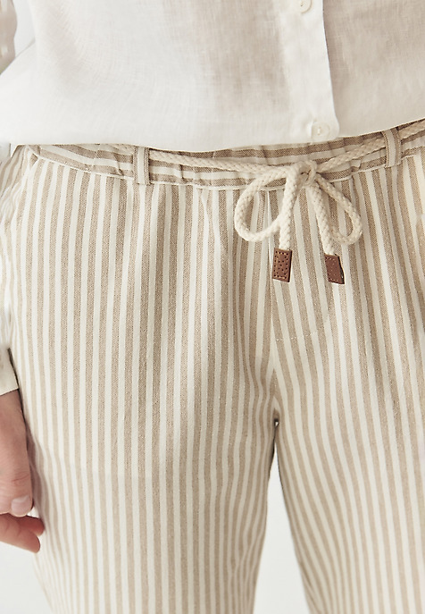 PANTALONI DE DAMĂ, DIN ȚESĂTURĂ, ÎN DUNGI - FARAJA MULTICOLOR 2