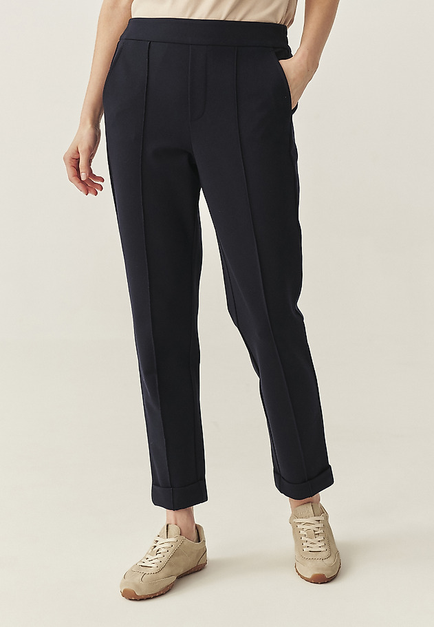 CUFFED KNIT CIGARETTE PANTS - LILO CUFFED KNIT CIGARETTE PANTS - LILO NAVY BLUE 1