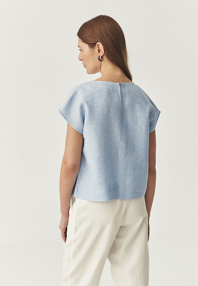 SLEEVELESS LINEN BLOUSE - KRIKO 1 SLEEVELESS LINEN BLOUSE - KRIKO 1 NIEBIESKI 3