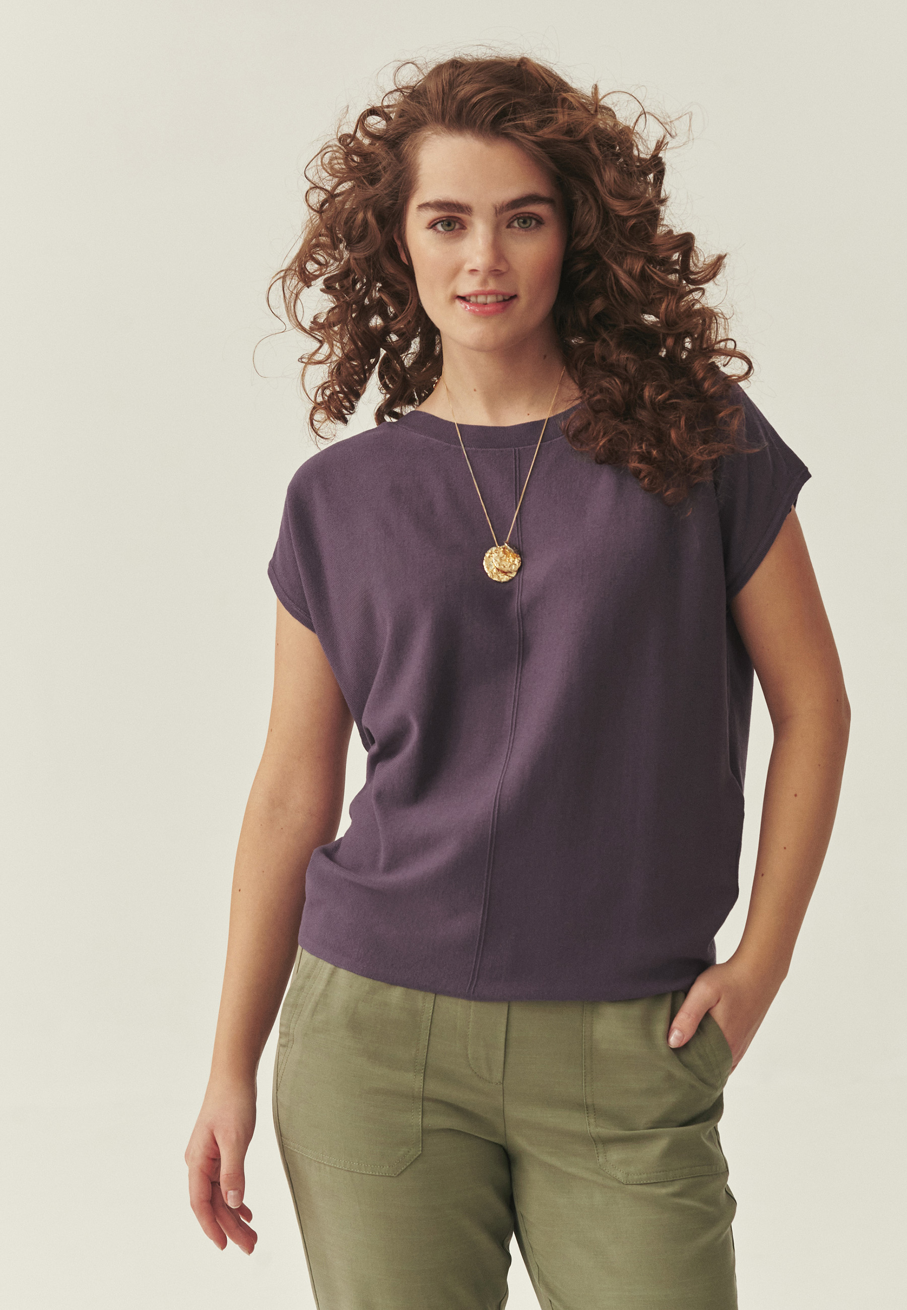 DZIANINOWA BLUZKA Z WISKOZĄ LENZING™ ECOVERO™ - IVENI FIOLETOWY 2