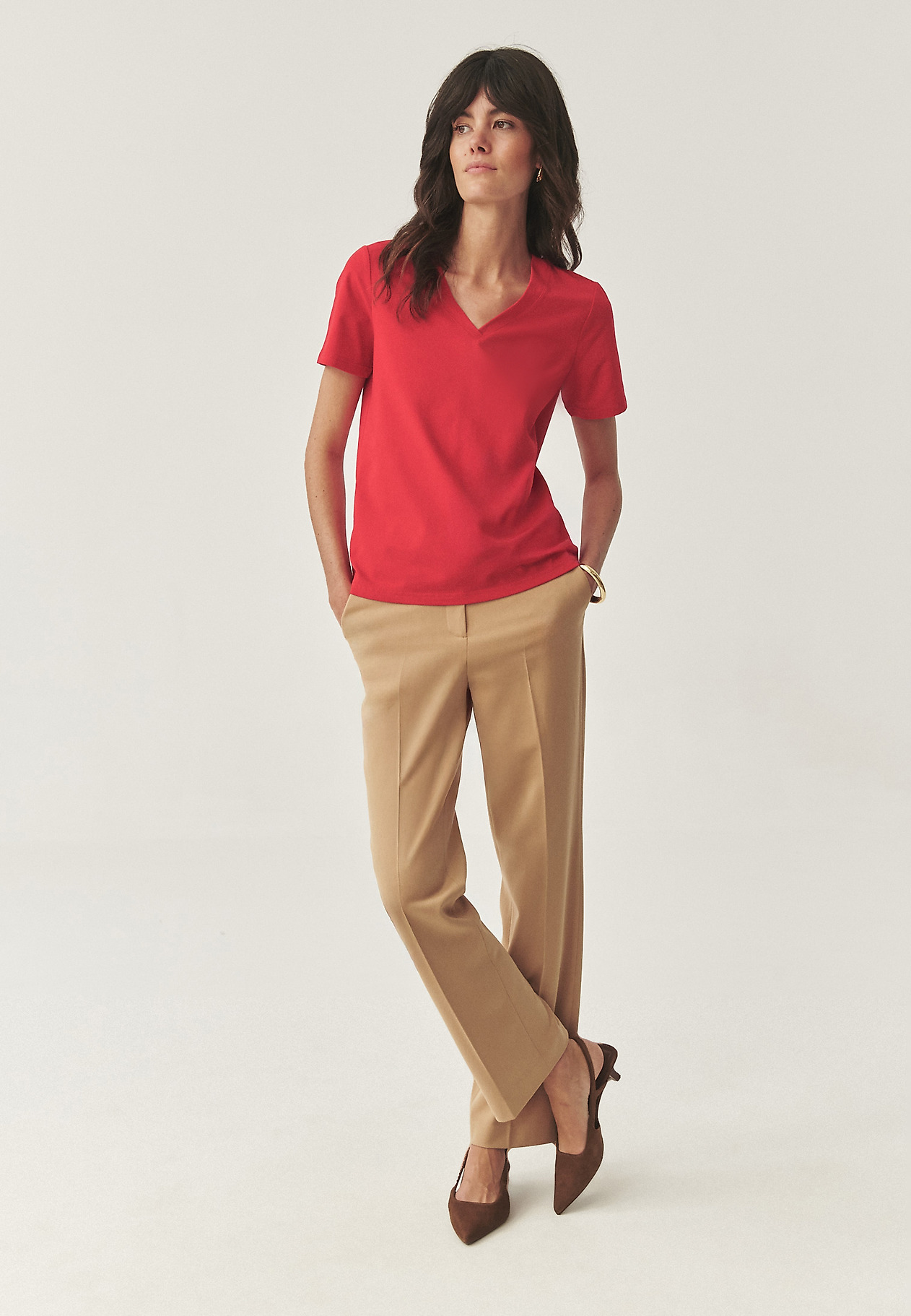 CASUAL BLOUSE IN COTTON - RIBI color RED