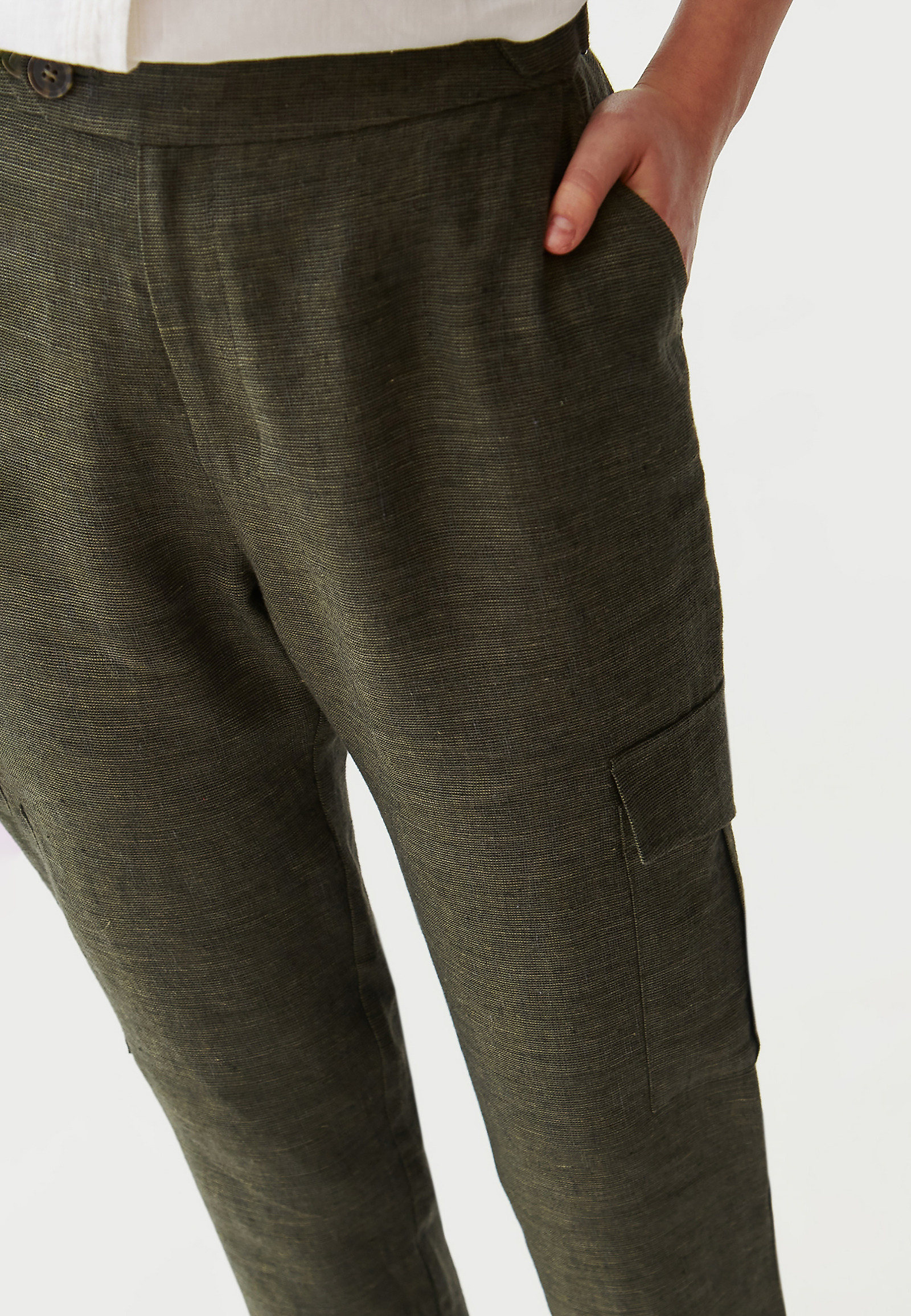PANTALONI DE DAMĂ, DIN IN, CU BUZUNARE ÎNCĂPĂTOARE - ALTI 1 PANTALONI DE DAMĂ, DIN IN, CU BUZUNARE ÎNCĂPĂTOARE - ALTI 1 VERDE 96970