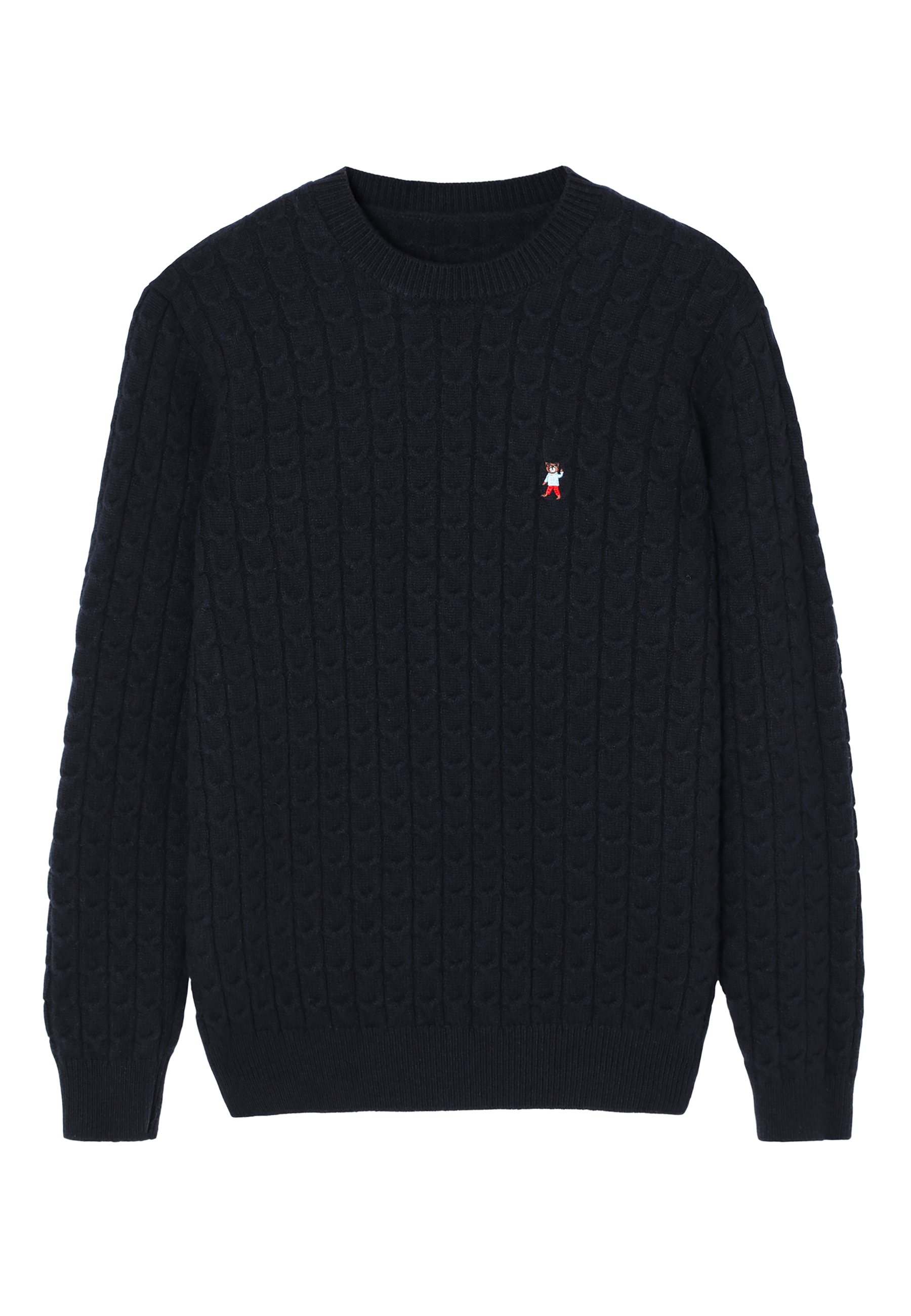 MĘSKI SWETER ZE STRUKTURALNYM WZOREM I MOTYWEM MISIA USZATKA — ANDREW GRANATOWY 2