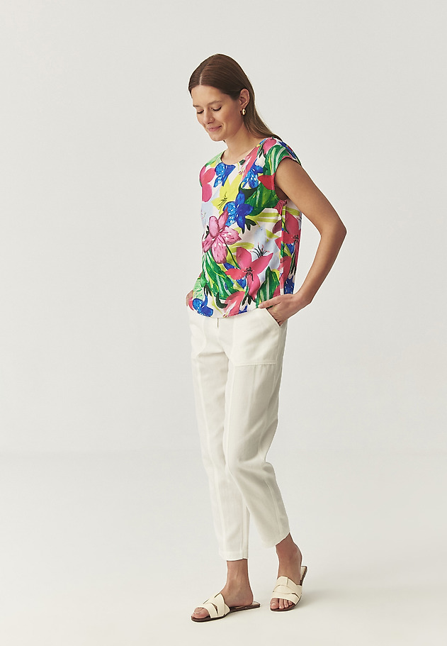VISCOSE BLOUSE WITH ORIGINAL PATTERN - AFELI VISCOSE BLOUSE WITH ORIGINAL PATTERN - AFELI RÓŻOWY 4