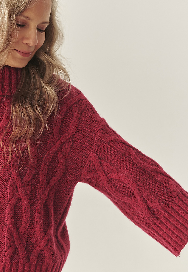 LUŹNY SWETER Z WEŁNĄ I MOHEREM - SERVA LUŹNY SWETER Z WEŁNĄ I MOHEREM - SERVA CZERWONY 5