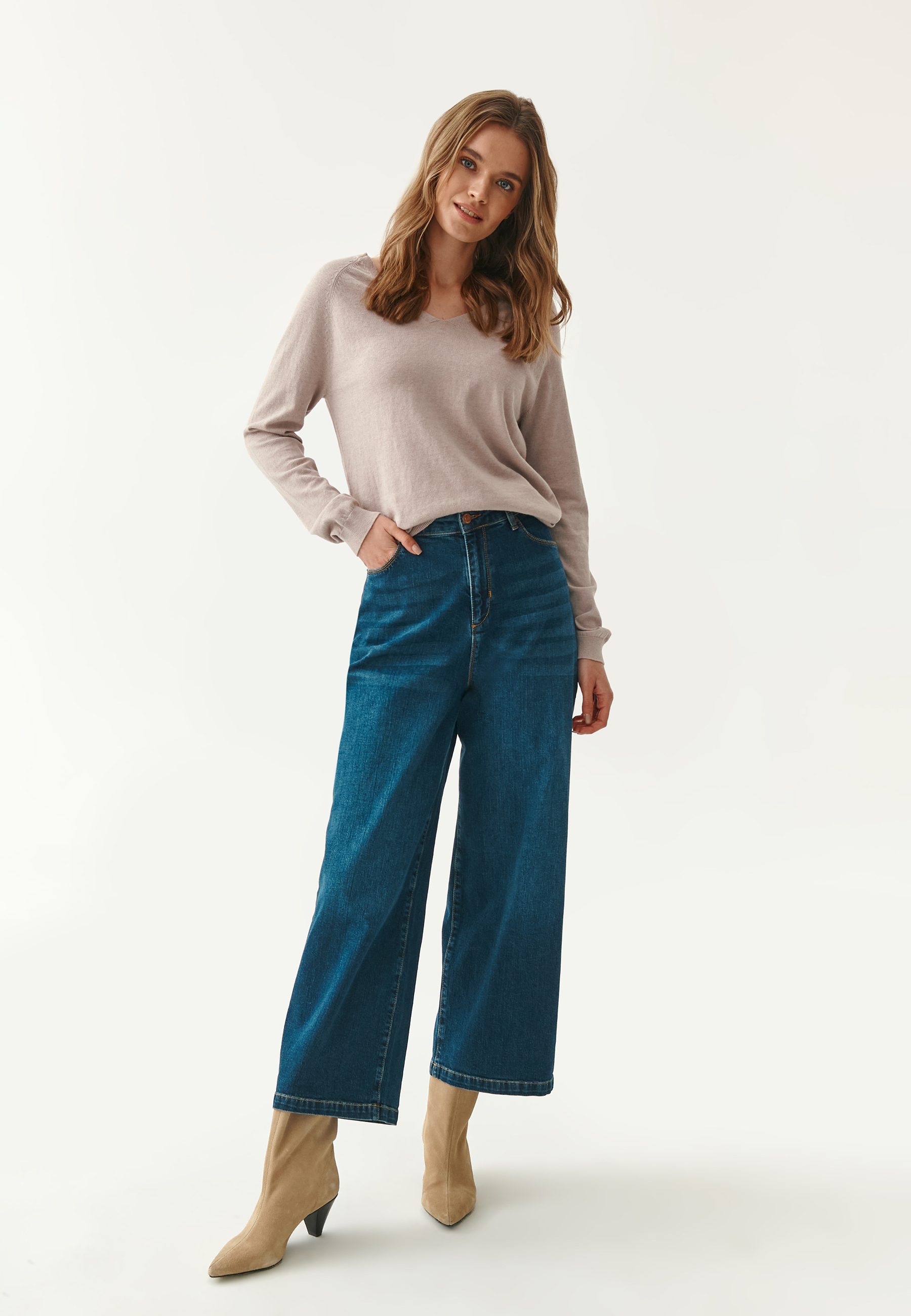 LUŹNY SWETER DAMSKI BASKO BEŻOWY 2