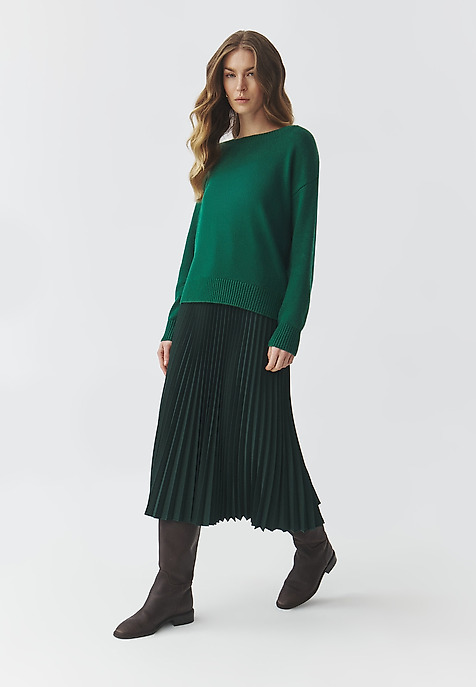 PLEATED WOVEN SKIRT — MIRAMA 4 GREEN 2