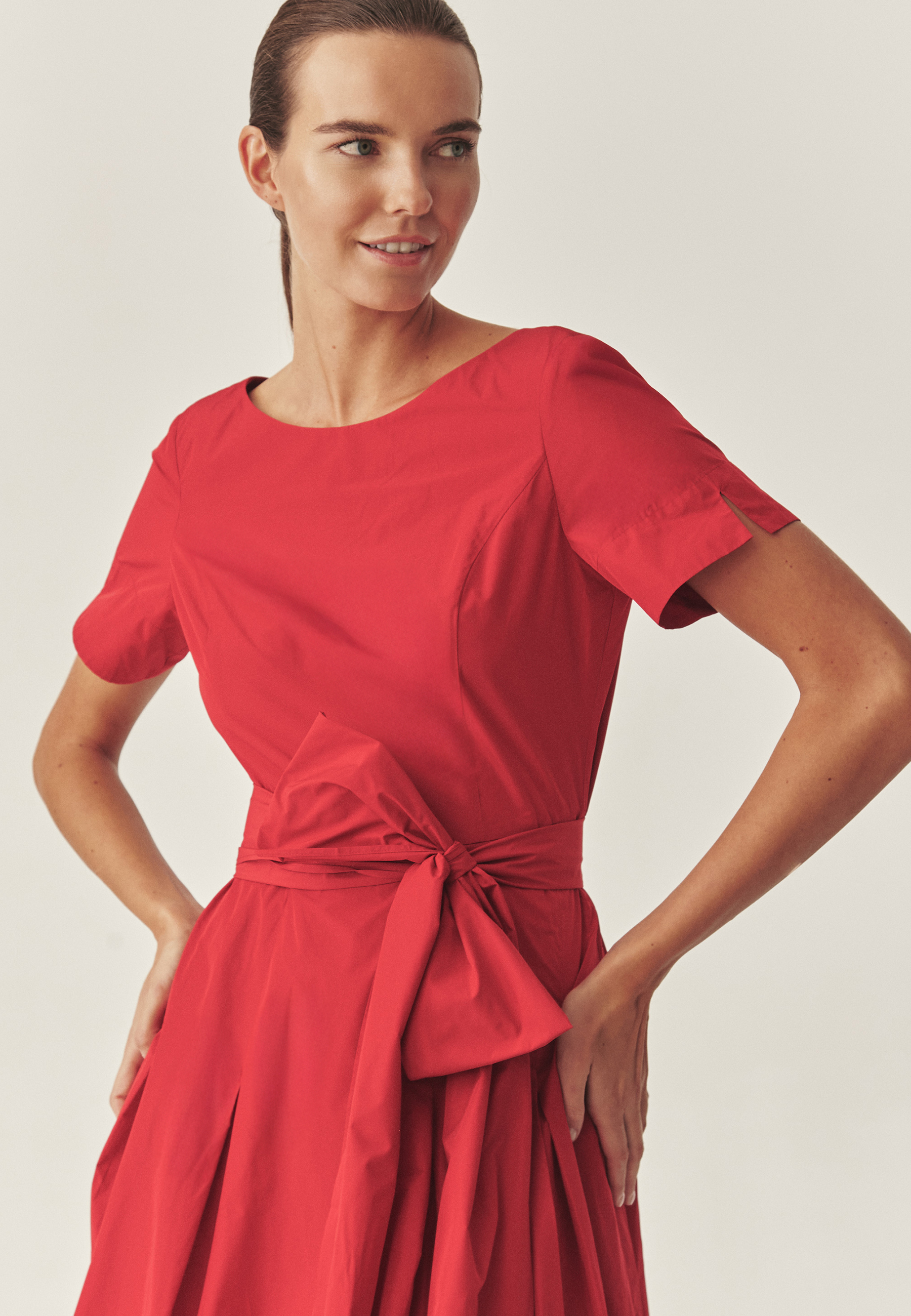 FLARED TAFFETA DRESS - TANITA CZ RDEČA 2