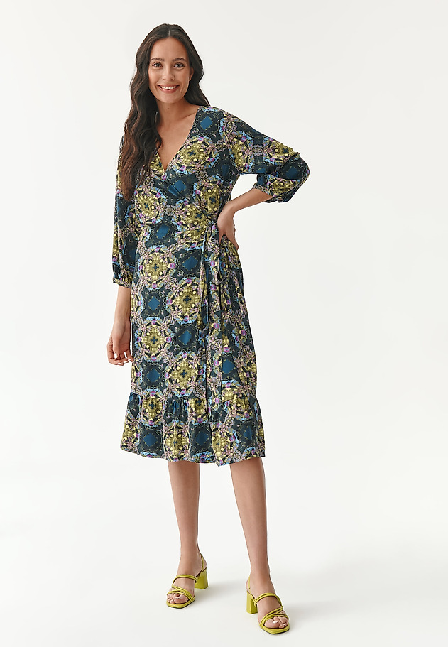 LADIES' WRAP DRESS WITH FRILLS ESTIMI LADIES' WRAP DRESS WITH FRILLS ESTIMI MULTICOLOR 1