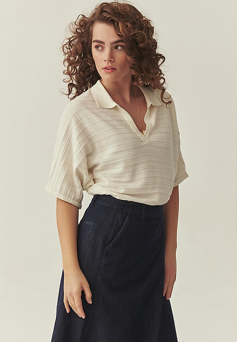 DZIANINOWA BLUZKA Z KOŁNIERZYKIEM - LIVIRI DZIANINOWA BLUZKA Z KOŁNIERZYKIEM - LIVIRI