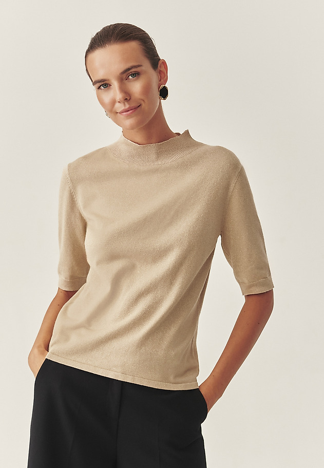 CLASSIC JUMPER WITH METALLIC FIBRE - LULU CLASSIC JUMPER WITH METALLIC FIBRE - LULU BEIGE 2