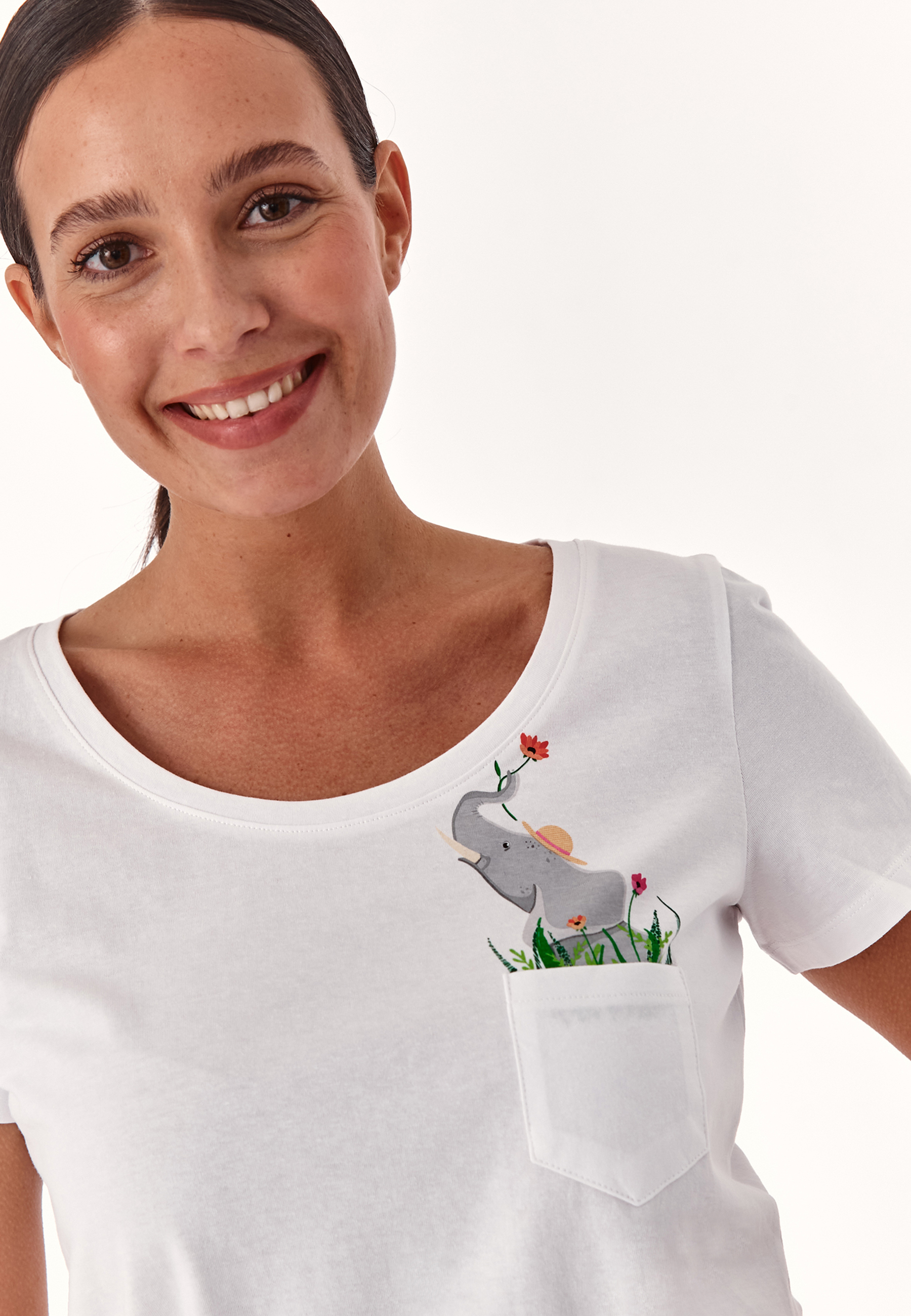 BAWEŁNIANY T-SHIRT DAMSKI  STENA 1 BIAŁY 2