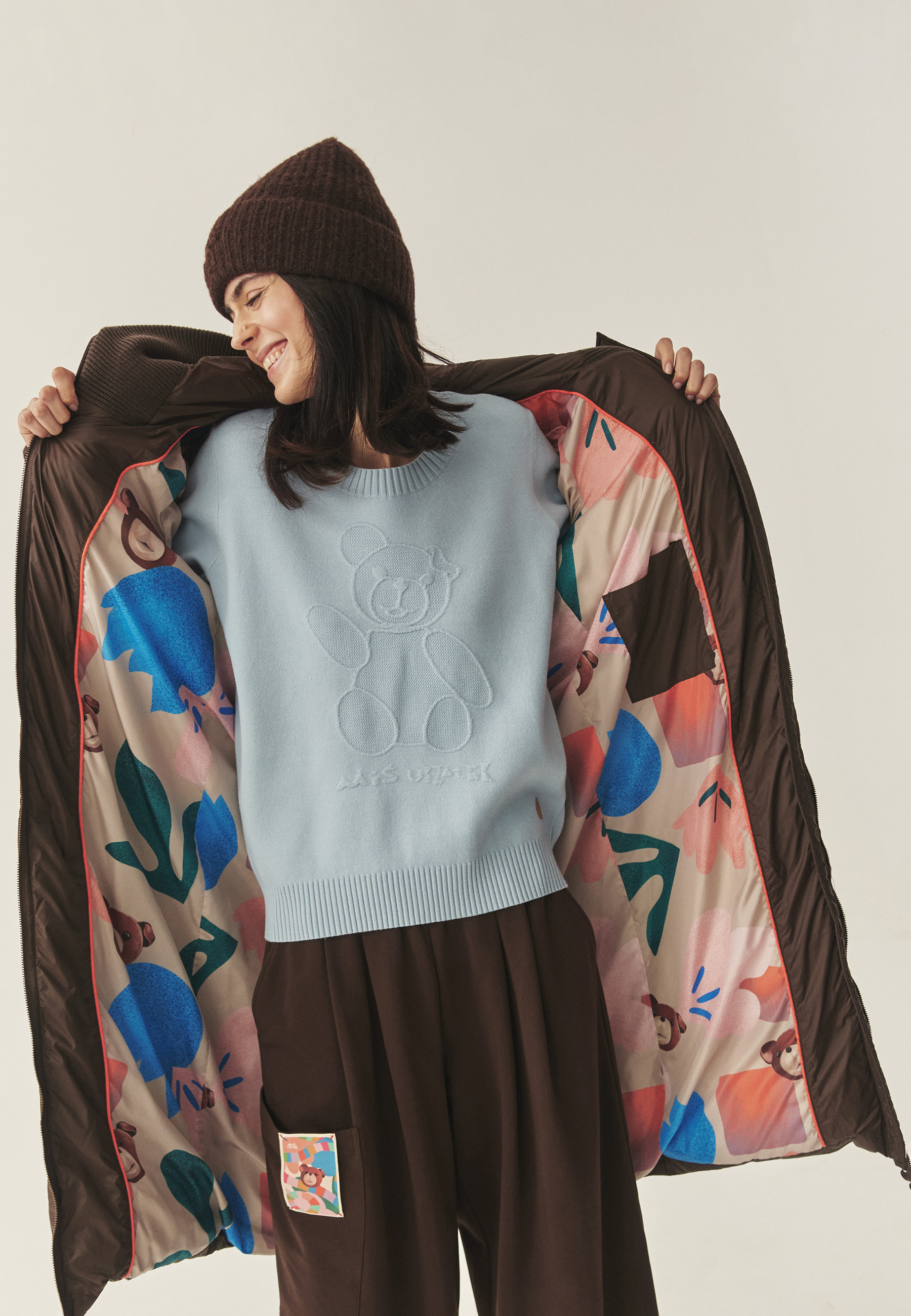 BRĄZOWY PŁASZCZ Z PUCHOWYM WYPEŁNIENIEM - VIOLINA BRĄZOWY 2