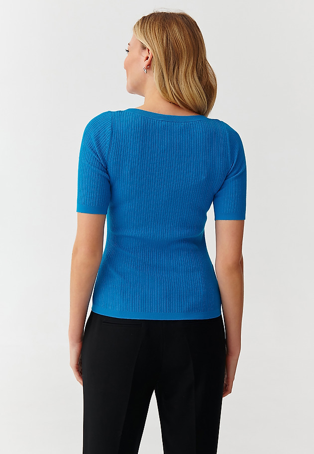 FITTED RIBBED LADIES’ SWEATER - SALMIKO FITTED RIBBED LADIES’ SWEATER - SALMIKO NIEBIESKI 3
