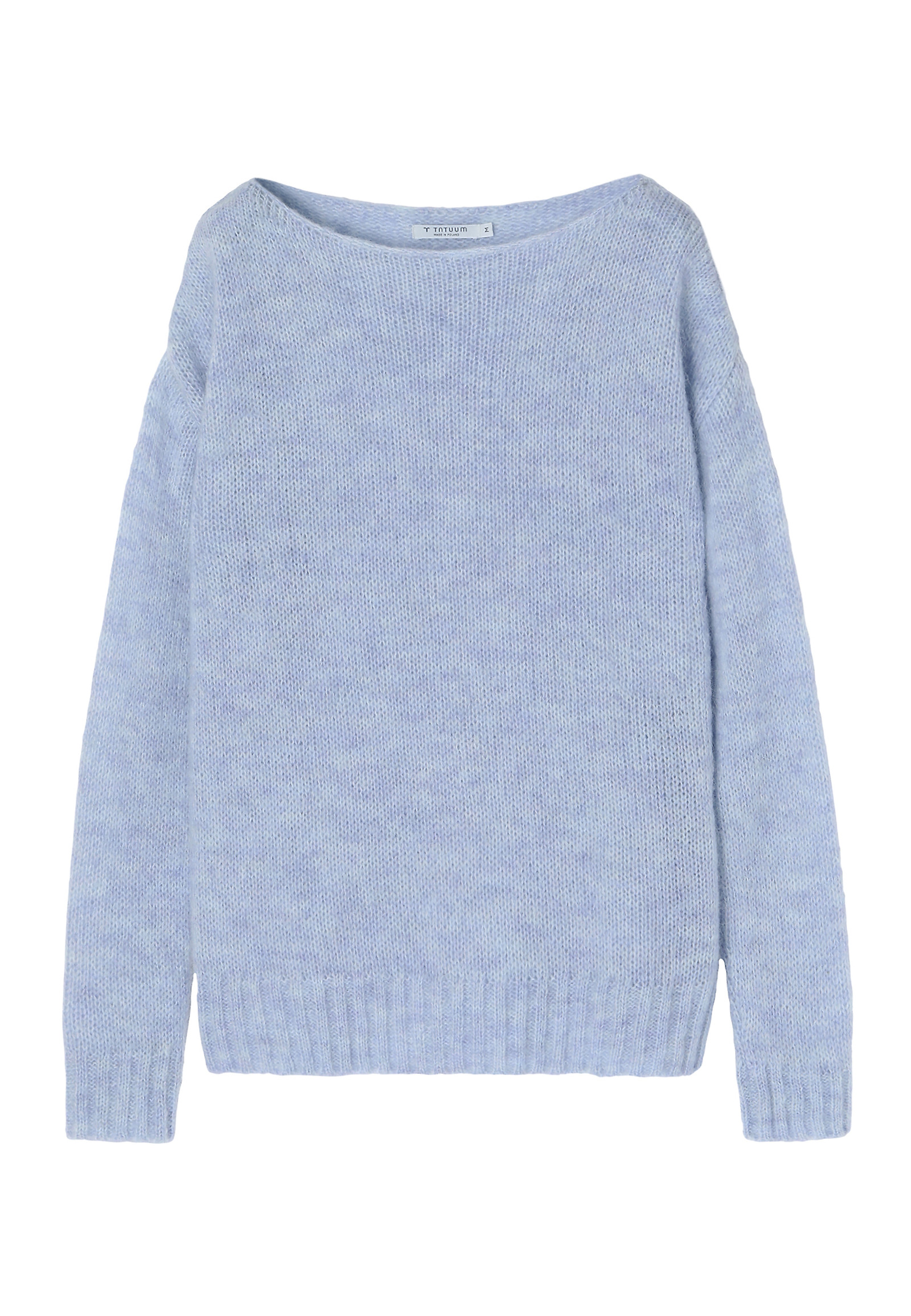 SWOBODNY SWETER DAMSKI Z DEKOLTEM W ŁÓDKĘ FLUFKO SWOBODNY SWETER DAMSKI Z DEKOLTEM W ŁÓDKĘ FLUFKO NIEBIESKI 92277