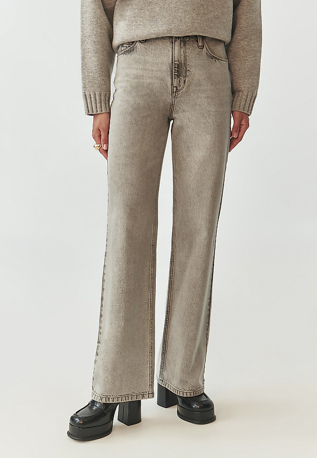 LADIES’ HIGH-WAISTED DENIM JEANS WITH WIDE LEG - RISO LADIES’ HIGH-WAISTED DENIM JEANS WITH WIDE LEG - RISO SZARY 5