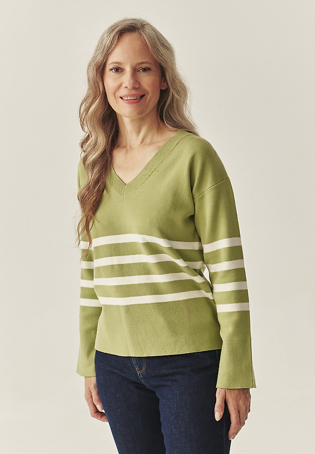 LADIES' STRIPED SWEATER ELIANA color GREEN