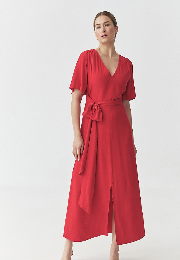 VISCOSE LONG DRESS — MATSEA VISCOSE LONG DRESS — MATSEA CZERWONY 2