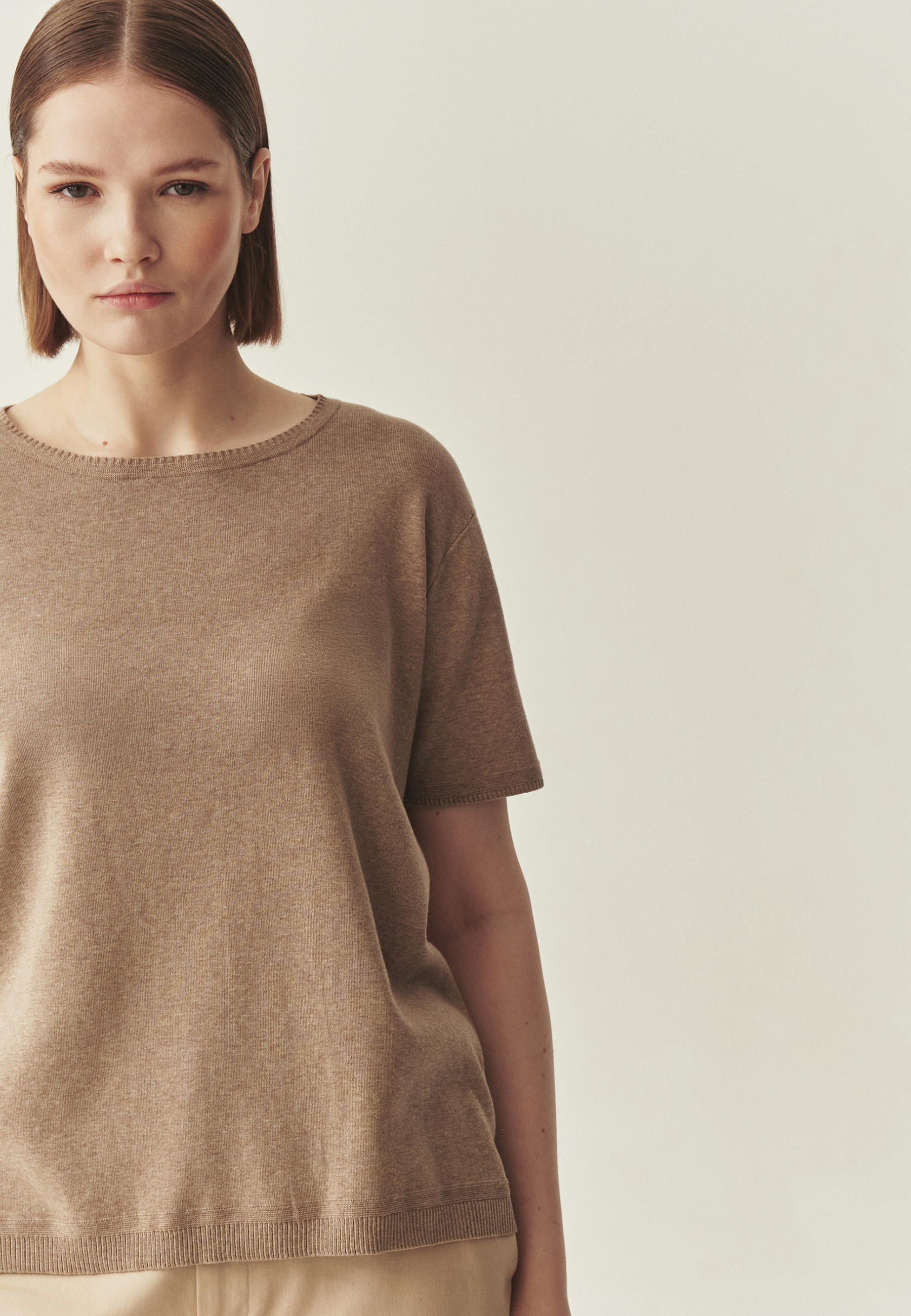 BLUZĂ TRICOTATĂ DIN BUMBAC - HONI BEJ 2