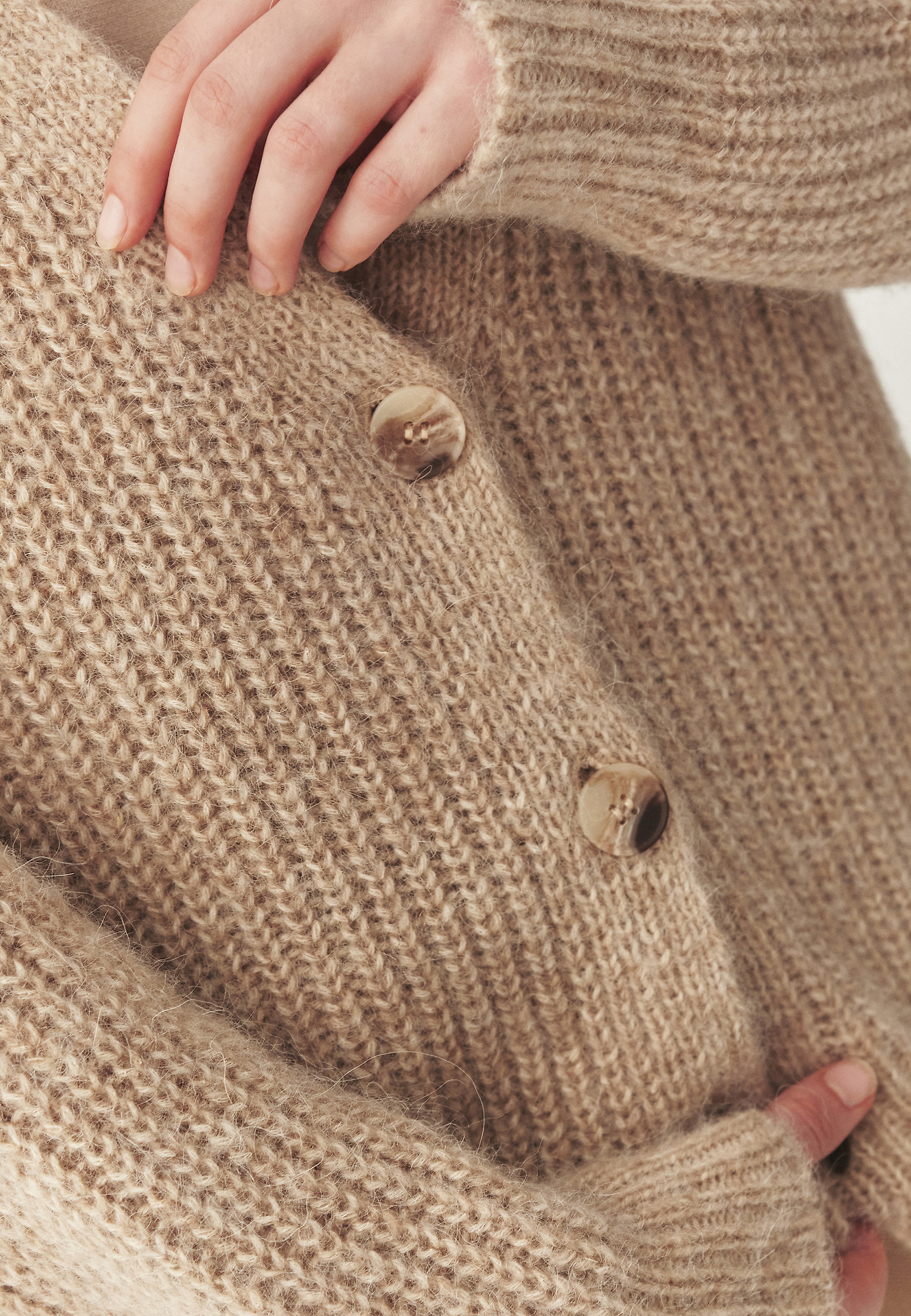 WOOL AND ALPACA CARDIGAN - ADISON WOOL AND ALPACA CARDIGAN - ADISON BEIGE 114798