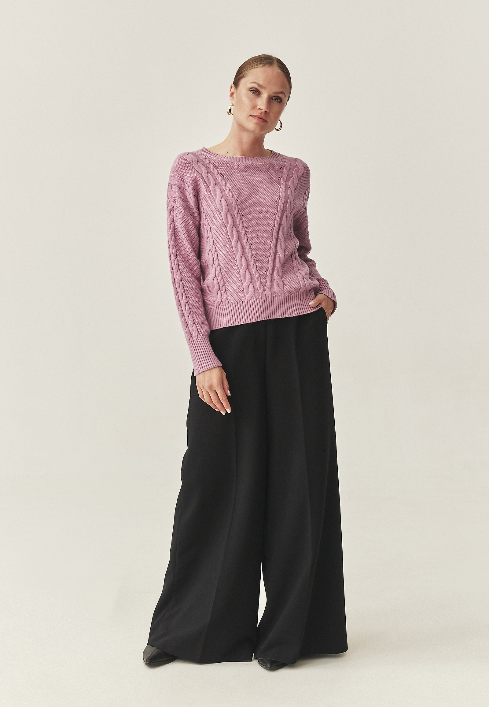 STRUCTURIRAN JUMPER IZ GUSTE PREJE - EVERELY STRUCTURIRAN JUMPER IZ GUSTE PREJE - EVERELY VIJOLIČNA 116394