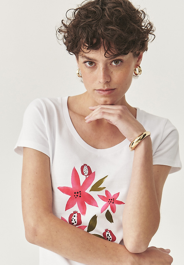 BAWEŁNIANY T-SHIRT Z NADRUKIEM - ANTONIA 1 BAWEŁNIANY T-SHIRT Z NADRUKIEM - ANTONIA 1 BIAŁY 1