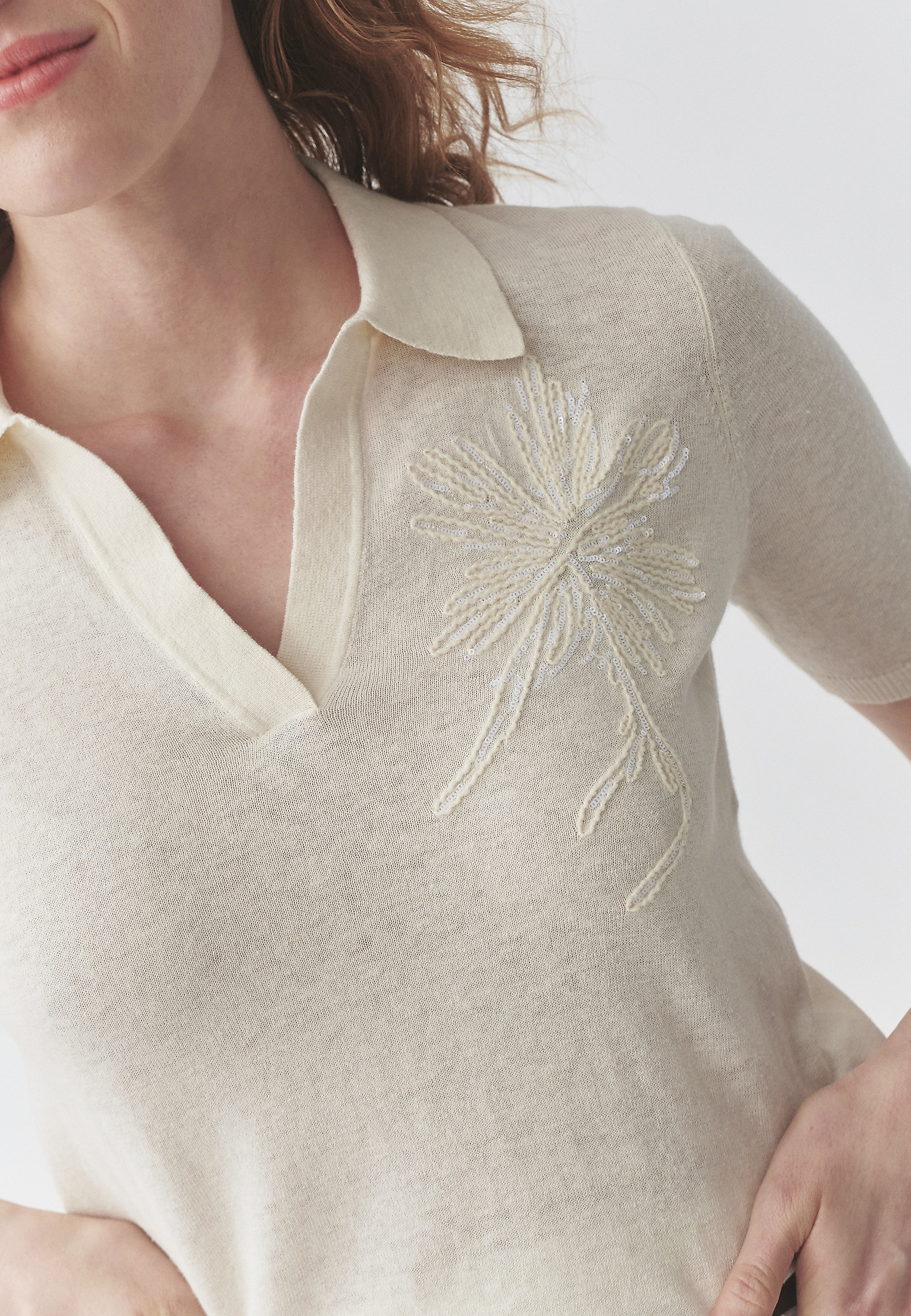 COTTON/LINEN BLOUSE WITH FLORAL PATTERN - LOR COTTON/LINEN BLOUSE WITH FLORAL PATTERN - LOR BEIGE 106630