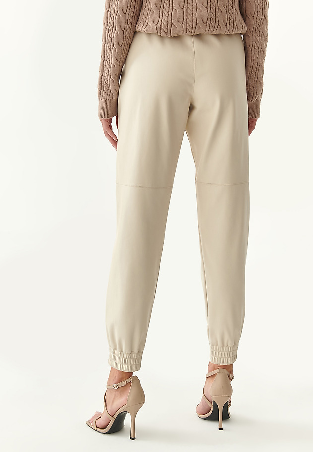 LADIES' FAUX LEATHER TROUSERS LEDI LADIES' FAUX LEATHER TROUSERS LEDI ECRU 2