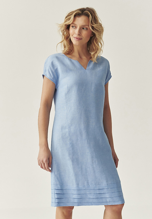 CLASSIC DRESS WITH LINEN - TWIGI CLASSIC DRESS WITH LINEN - TWIGI NIEBIESKI 1