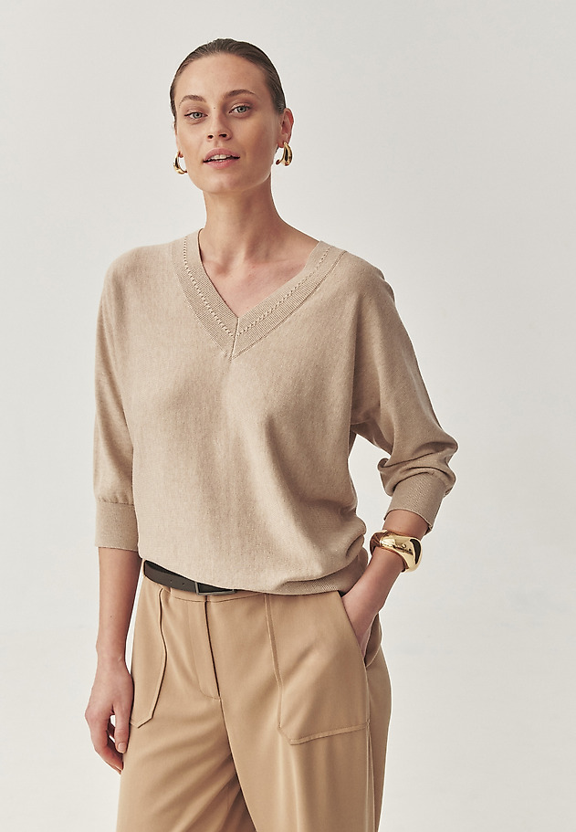 LOOSE JUMPER MADE FROM A BREATHABLE COTTON BLEND - ASEL LOOSE JUMPER MADE FROM A BREATHABLE COTTON BLEND - ASEL BEIGE 2