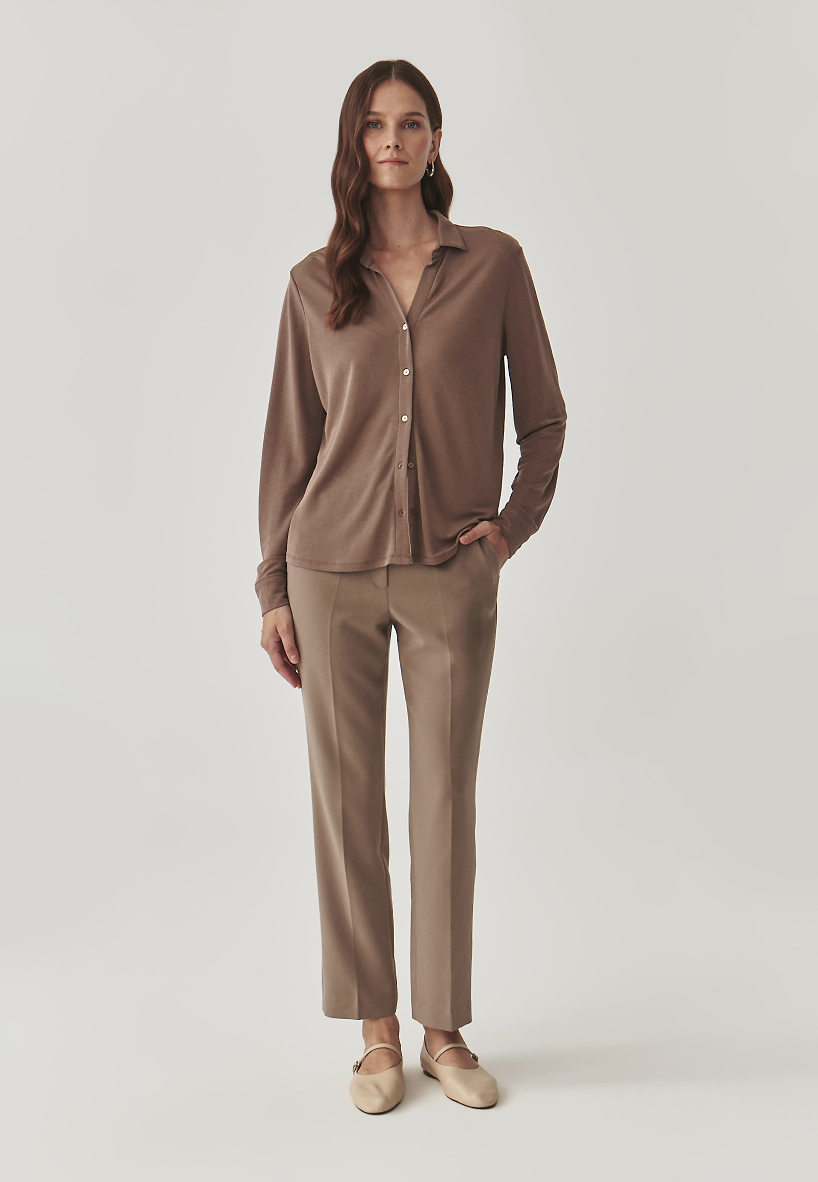 CĂMAȘĂ DE DAMĂ, DIN TRICOT, CU MÂNECI LUNGI - LARYSA CĂMAȘĂ DE DAMĂ, DIN TRICOT, CU MÂNECI LUNGI - LARYSA BEJ 99587