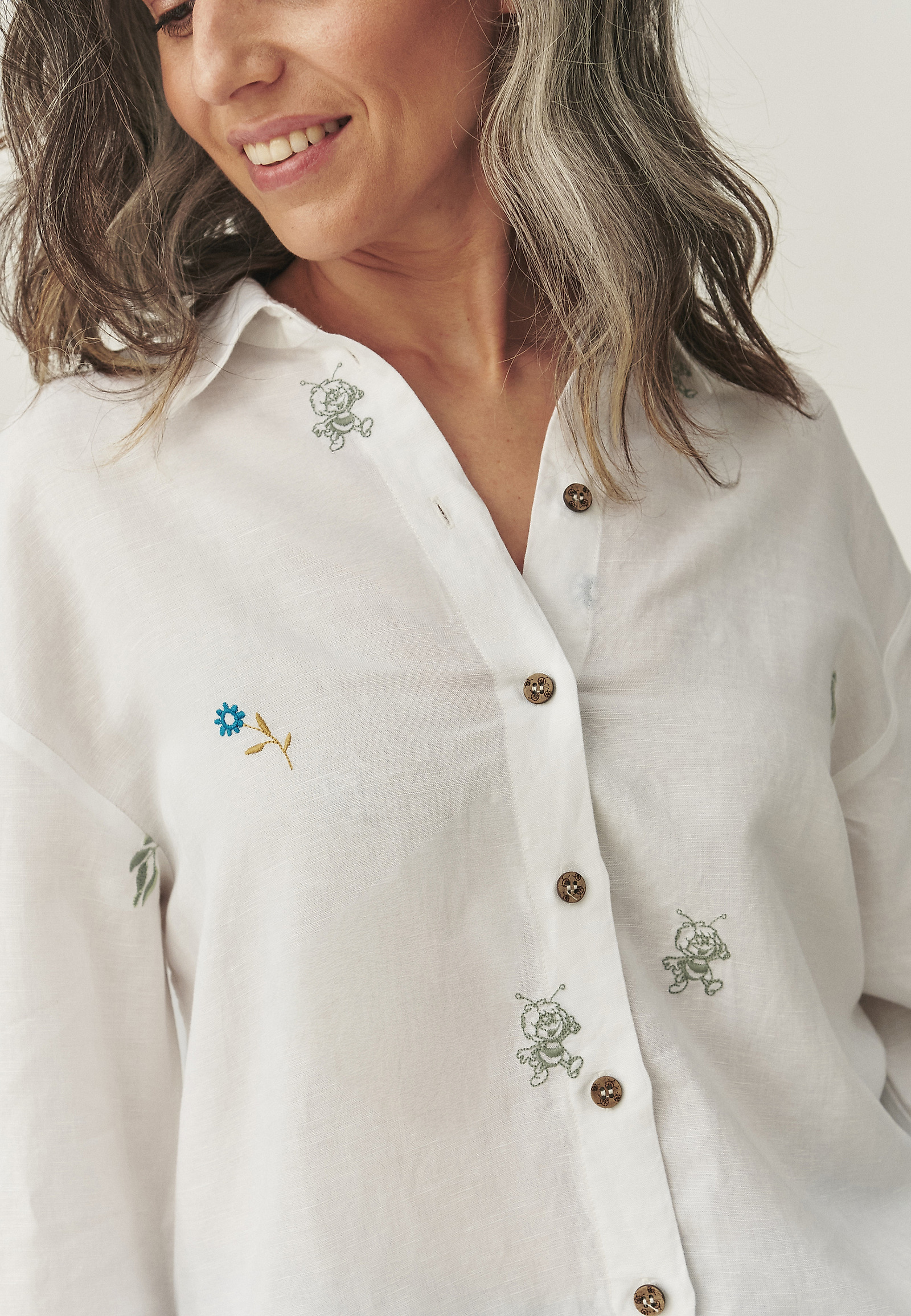 LINEN AND VISCOSE SHIRT - MAYANKA LINEN AND VISCOSE SHIRT - MAYANKA WHITE 110993