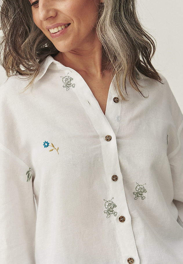 LINEN AND VISCOSE SHIRT - MAYANKA LINEN AND VISCOSE SHIRT - MAYANKA WHITE 3