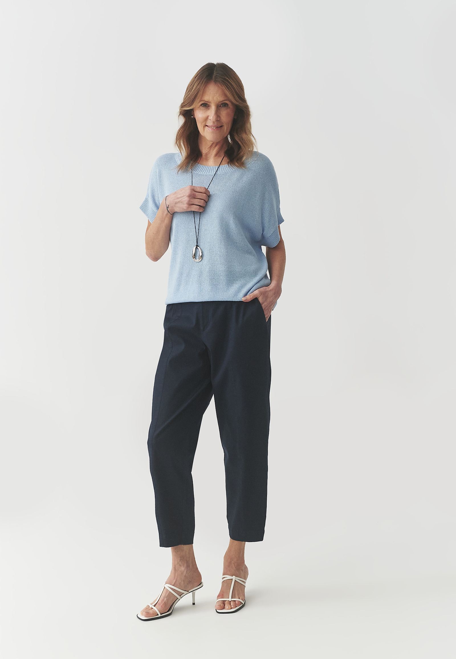 COTTON TROUSERS — DARLI COTTON TROUSERS — DARLI NAVY BLUE 105837
