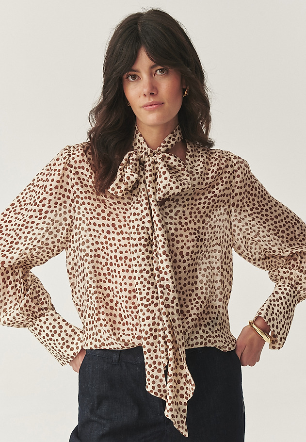 VZOROVANÁ BLÚZKA S OZDOBNÝM VIAZANÍM - SONRI VZOROVANÁ BLÚZKA S OZDOBNÝM VIAZANÍM - SONRI VIACFAREBNÝ 2