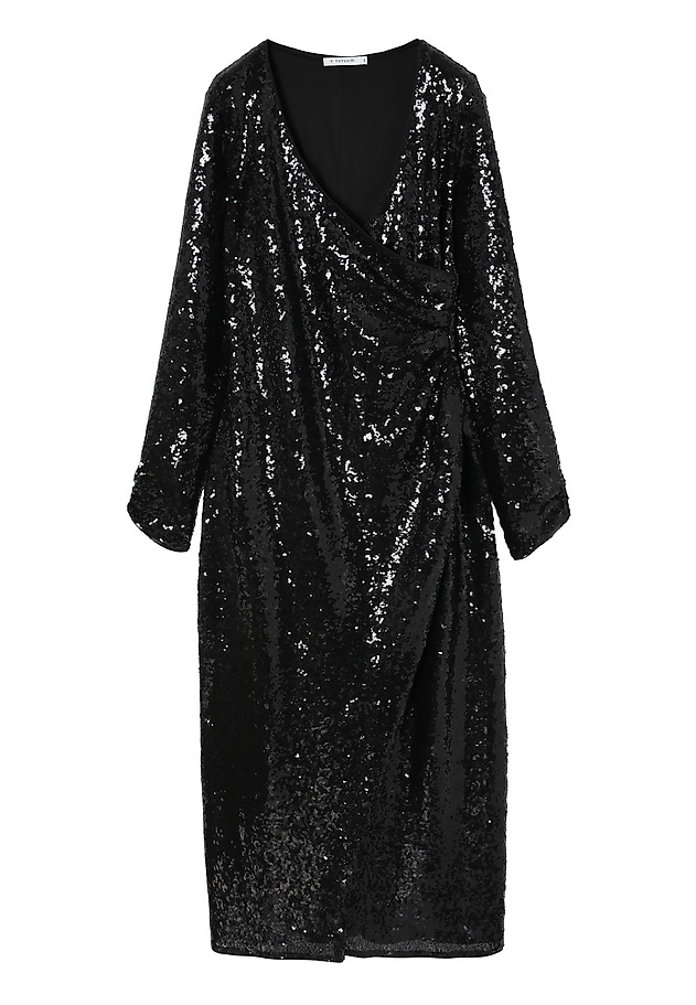 SEQUINNED DRESS WITH ENVELOPE CUT— AGATIA SEQUINNED DRESS WITH ENVELOPE CUT— AGATIA CZARNY 6
